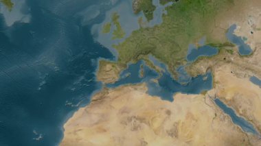 Akdeniz, Batı Havzası. Uydu haritası. Patterson Silindiri.