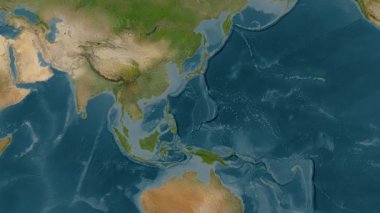 Filipin Denizi. Uydu haritası. Patterson Silindiri. Konum