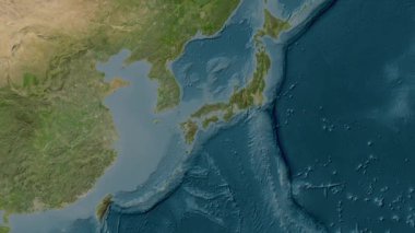 Seto Naikai ya da İç Deniz. Uydu haritası. Patterson Silindiri. Konum