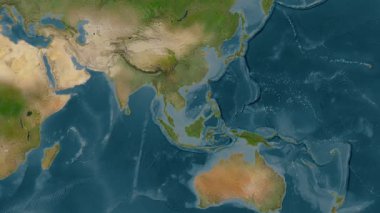 Alt havzası olmayan Güney Çin Denizi. Uydu haritası. Konum