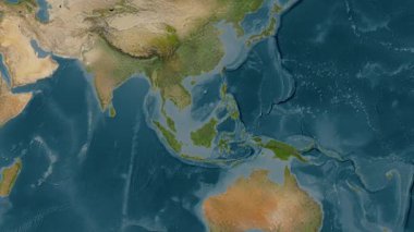 Güney Çin ve Paskalya Takımadaları. Uydu haritası. Patterson Silindiri.