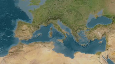 Tyrhenian Denizi. Uydu haritası. Patterson Silindiri. Konum