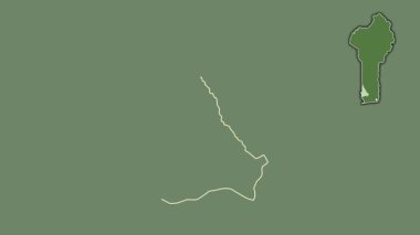 Kouffo - Benin departmanı, çıkarılmış ve izole edilmiş. Uydu