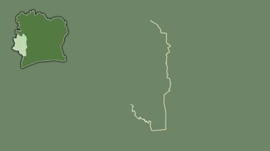 Montagnes - Cote d 'Ivoire bölgesi, boşaltılmış ve izole edilmiş. Uydu