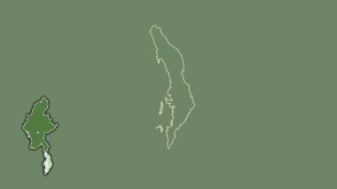 Tanintharyi, Myanmar, soyutlanmış ve soyutlanmış. Uydu