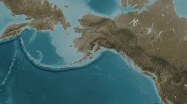 Alaska Körfezi. Sepya haritası. Patterson Silindiri. Diyagram