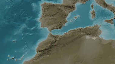 Alboran Denizi. Sepya haritası. Patterson Silindiri. Diyagram