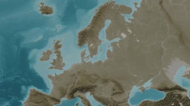 Alt havzalar hariç Baltık Denizi. Sepya haritası. Patterson Silindiri. Diyagram