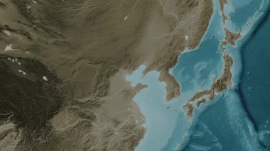 Bohai Denizi. Sepya haritası. Patterson Silindiri. Diyagram