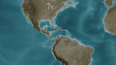 Karayip Denizi. Sepya haritası. Patterson Silindiri. Diyagram