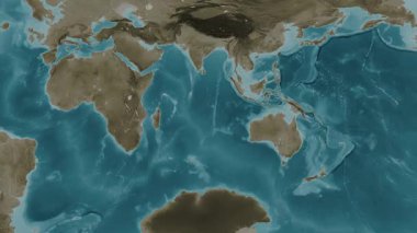 Hint Okyanusu, alt havzalar hariç. Sepya haritası. Patterson Silindiri. Diyagram