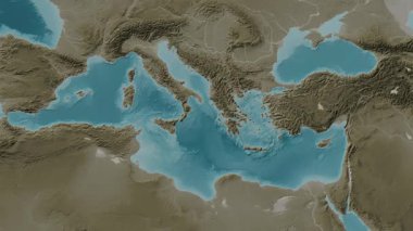 İyon Denizi. Sepya haritası. Patterson Silindiri. Diyagram