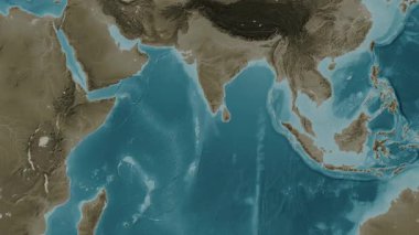 Laccadiv Denizi. Sepya haritası. Patterson Silindiri. Diyagram