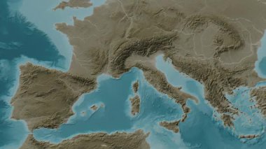 Ligurian Denizi. Sepya haritası. Patterson Silindiri. Diyagram