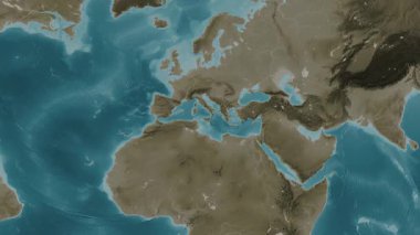 Akdeniz 'de. Sepya haritası. Patterson Silindiri. Diyagram