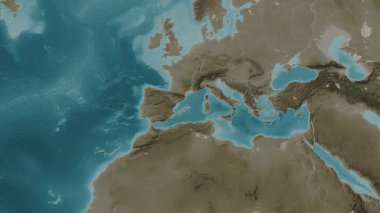 Akdeniz, Batı Havzası. Sepya haritası. Patterson Silindiri. Diyagram