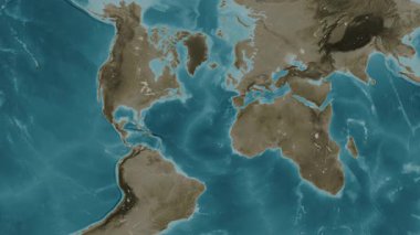 Alt havzalar hariç Kuzey Atlantik Okyanusu. Sepya haritası. Patterson Silindiri.