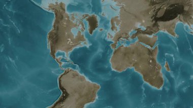 Kuzey Atlantik Okyanusu. Sepya haritası. Patterson Silindiri. Diyagram