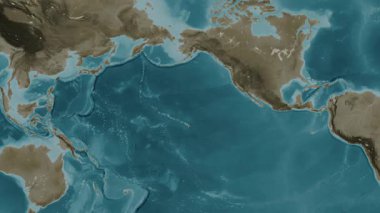 Alt havzalar hariç Kuzey Pasifik Okyanusu. Sepya haritası. Patterson Silindiri.