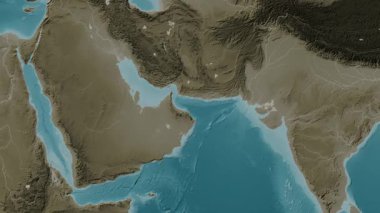 Umman Körfezi. Sepya haritası. Patterson Silindiri. Diyagram