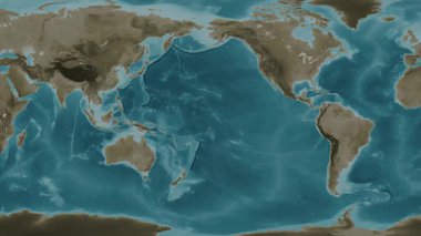 Pasifik Okyanusu. Sepya haritası. Patterson Silindiri. Diyagram