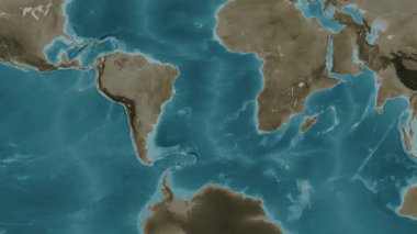 Güney Atlantik Okyanusu. Sepya haritası. Patterson Silindiri. Diyagram