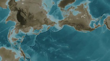 Pasifik Okyanusu 'nun altında. Sepya haritası. Patterson Silindiri. Diyagram