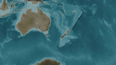 Tasman Denizi. Sepya haritası. Patterson Silindiri. Diyagram