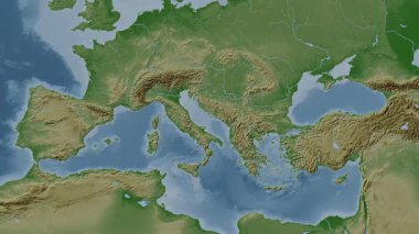 Adriyatik Denizi. Soluk bir harita. Patterson Silindiri. Konum