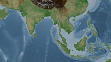 Andaman veya Burma Denizi. Soluk bir harita. Patterson Silindiri. Konum