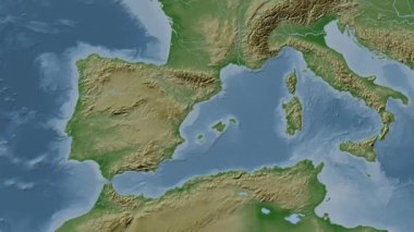 Balear Denizi. Soluk bir harita. Patterson Silindiri. Konum