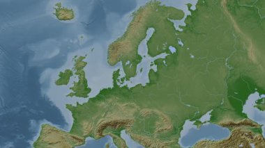 Alt havzalar hariç Baltık Denizi. Soluk bir harita. Konum