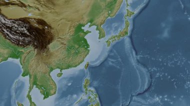 Doğu Çin Denizi. Soluk bir harita. Patterson Silindiri. Konum