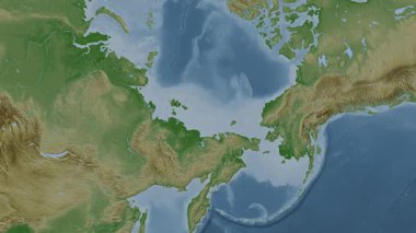 Doğu Sibirya Denizi. Soluk bir harita. Patterson Silindiri. Konum