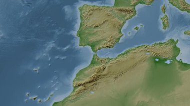 Cebelitarık Boğazı. Soluk bir harita. Patterson Silindiri. Konum