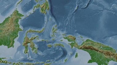 Halmahera Denizi. Soluk bir harita. Patterson Silindiri. Konum