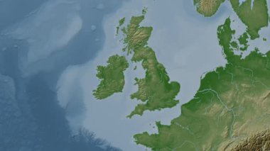 İrlanda Denizi ve St. George Kanalı. Soluk bir harita. Patterson Silindiri. Konum