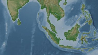 Malacca Boğazı. Soluk bir harita. Patterson Silindiri. Konum