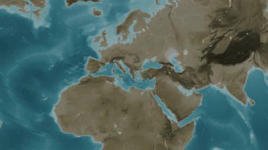 Akdeniz - Doğu Havzası. Sepya haritası. Patterson Silindiri. Konum