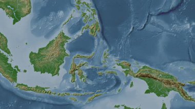 Molukka Denizi. Soluk bir harita. Patterson Silindiri. Konum