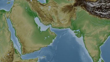 Umman Körfezi. Soluk bir harita. Patterson Silindiri. Konum