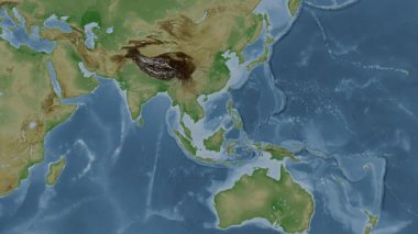 Alt havzası olmayan Güney Çin Denizi. Soluk bir harita. Konum