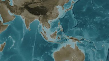 Güney Çin ve Paskalya Takımadaları. Sepya haritası. Patterson Silindiri.