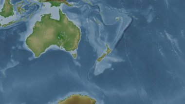 Tasman Denizi. Soluk bir harita. Patterson Silindiri. Konum