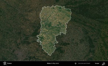 Aisne. Fransa 'nın idari alanı, Mayıs 2020' de çekilen Kopernik Nöbetçi karolarından oluşan koyu renkli bir uydu görüntüsü üzerinde vurgulandı ve özetlendi.
