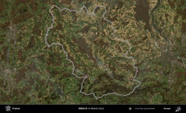Altkirch. Mart 2020 'de çekilen Copernicus Sentinel karolarından oluşan bir uydu görüntüsünde Fransa' nın idari bölgesinin ana hatları belirlendi.