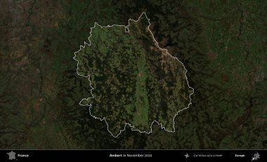 Ambert. Fransa 'nın idari alanı, Kopernik Sentinel' in Kasım 2020 'de çekilmiş koyu renkli bir uydu görüntüsüyle vurgulandı ve özetlendi.