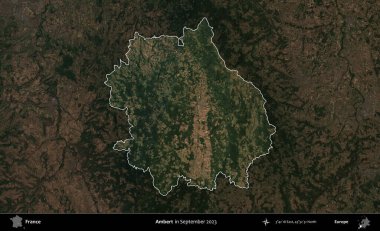 Ambert. Fransa 'nın idari alanı, Eylül 2023' te çekilen Kopernik Nöbetçi karolarından oluşan koyu renkli bir uydu görüntüsü üzerinde vurgulandı ve özetlendi.