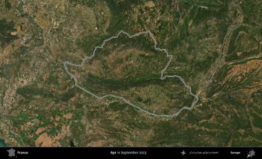 Bir daire. Eylül 2023 'te çekilen Copernicus Sentinel karolarından oluşan bir uydu görüntüsünde Fransa' nın idari bölgesinin ana hatlarını çizdim.
