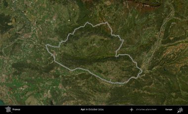 Bir daire. Copernicus Sentinel 'in Ekim 2024' te çekilen uydu görüntüsünde Fransa 'nın idari bölgesinin ana hatlarını çizdim.